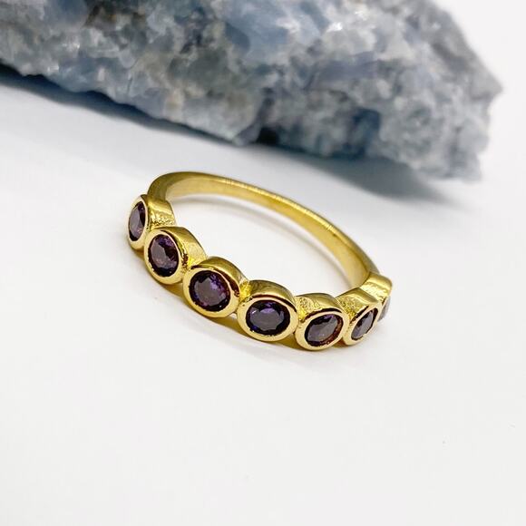 NEW Gold & Purple Zirconium Gemstone Statement Ring - Picture 10 of 16